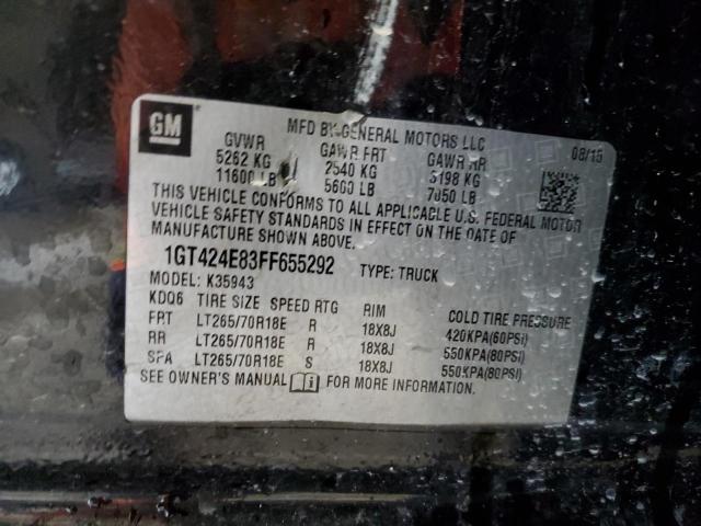 2015 Gmc Sierra K35 მანქანა იყიდება აუქციონზე, vin: 1GT424E83FF655292, აუქციონის ნომერი: 63254185