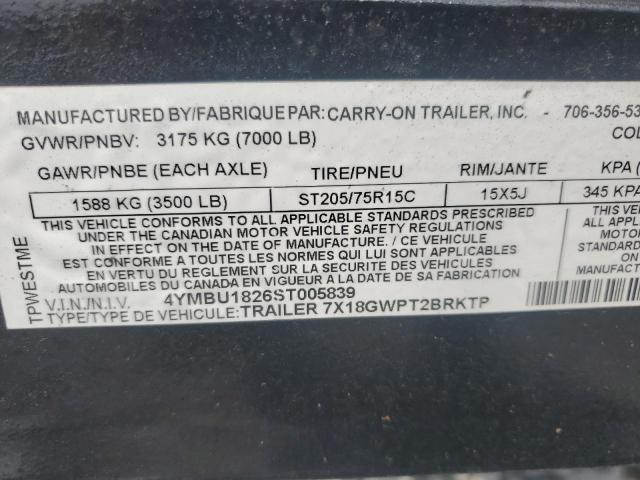 Продаж на аукціоні авто 2025 Carry-on Trailer, vin: 4YMBU1826ST005839, номер лоту: 55167925