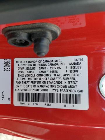 Aukcja sprzedaży 2016 Honda Civic Exl, vin: 2HGFC3B76GH351810, numer aukcji: 54789195