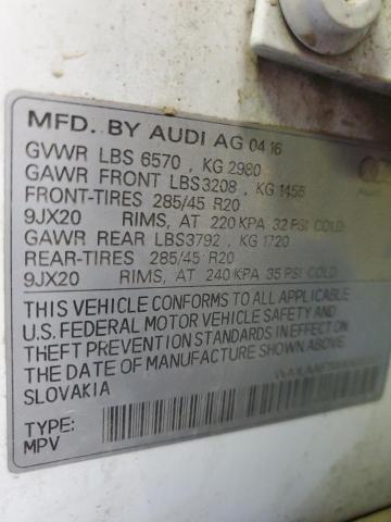 52736505 :رقم المزاد ، WA1LAAF70HD016217 vin ، 2017 Audi Q7 Premium مزاد بيع