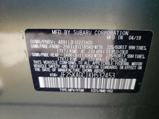 53429915 :رقم المزاد ، JF2SKAGC1KH532453 vin ، 2019 Subaru Forester مزاد بيع