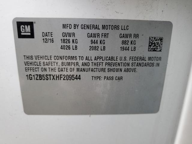 Продаж на аукціоні авто 2017 Chevrolet Malibu Ls, vin: 1G1ZB5STXHF209544, номер лоту: 51682015
