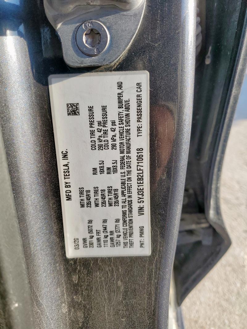 Продажа на аукционе авто 2020 Tesla Model 3, vin: 5YJ3E1EB2LF710618, номер лота: 52434495