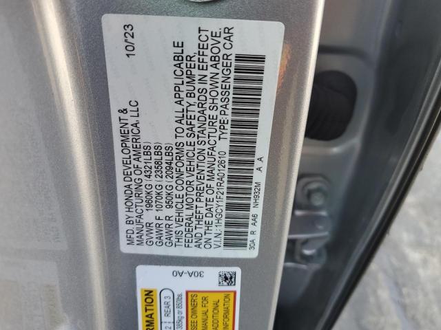 51419795 :رقم المزاد ، 1HGCY1F21RA012610 vin ، 2024 Honda Accord Lx مزاد بيع