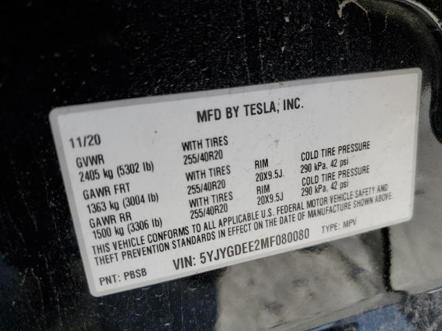 Aukcja sprzedaży 2021 Tesla Model Y, vin: 5YJYGDEE2MF080080, numer aukcji: 49436035