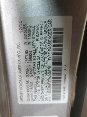 2021 Acura Tlx მანქანა იყიდება აუქციონზე, vin: 19UUB5F37MA007751, აუქციონის ნომერი: 53931965
