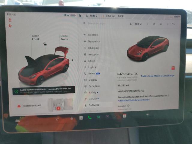 2022 Tesla Model 3 მანქანა იყიდება აუქციონზე, vin: 5YJ3E1EB1NF273763, აუქციონის ნომერი: 52779035