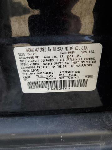 2012 Infiniti Ex35 Base მანქანა იყიდება აუქციონზე, vin: JN1AJ0HR1CM453497, აუქციონის ნომერი: 51703275
