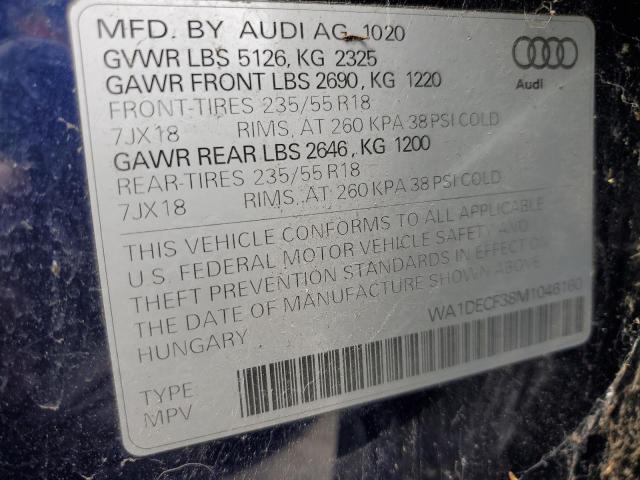 2021 Audi Q3 მანქანა იყიდება აუქციონზე, vin: WA1DECF38M1046160, აუქციონის ნომერი: 51775345