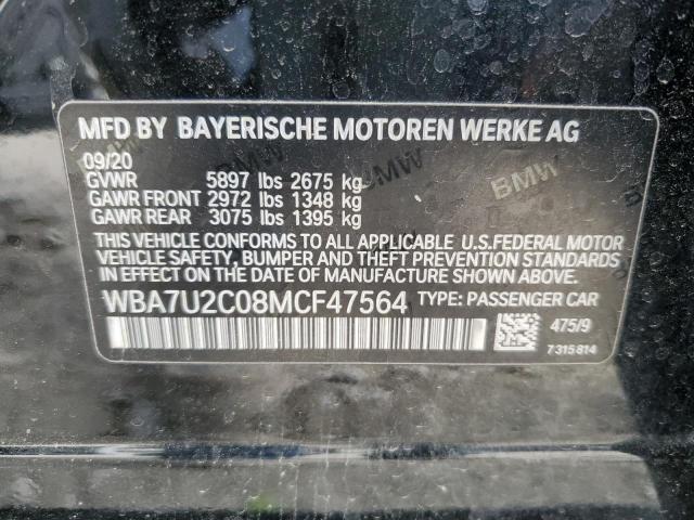 Aukcja sprzedaży 2021 Bmw 750, vin: WBA7U2C08MCF47564, numer aukcji: 55043595