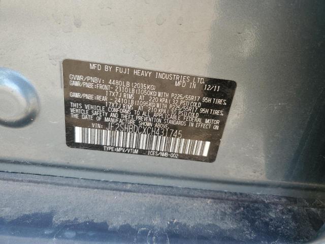 54562455 :رقم المزاد ، JF2SHBDCXCH431745 vin ، 2012 Subaru Forester 2 مزاد بيع