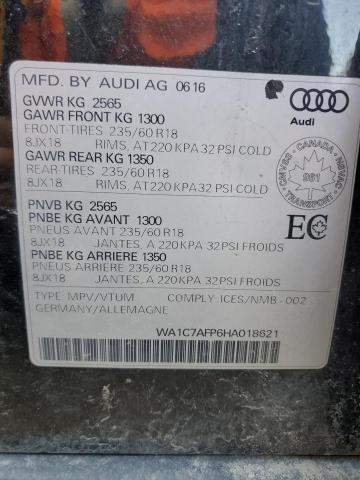 2017 Audi Q5 Progres მანქანა იყიდება აუქციონზე, vin: WA1C7AFP6HA018621, აუქციონის ნომერი: 52890425