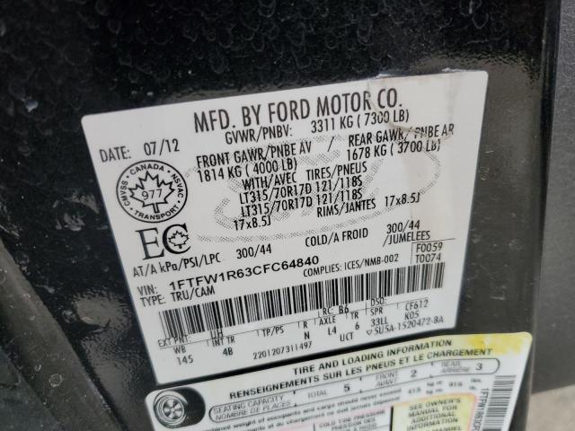 54396165 :رقم المزاد ، 1FTFW1R63CFC64840 vin ، 2012 Ford F150 Svt R مزاد بيع