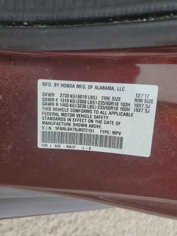 53731505 :رقم المزاد ، 5FNRL6H78JB072151 vin ، 2018 Honda Odyssey مزاد بيع