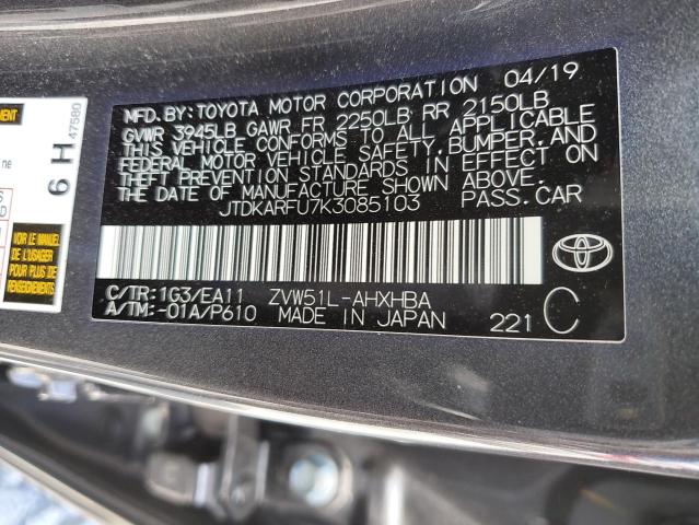 Aukcja sprzedaży 2019 Toyota Prius, vin: JTDKARFU7K3085103, numer aukcji: 53225965