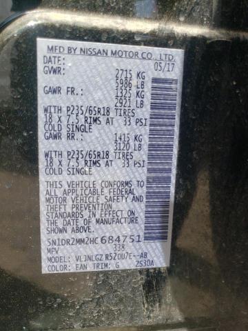 Продаж на аукціоні авто 2017 Nissan Pathfinder, vin: 5N1DR2MM2HC684751, номер лоту: 50909815