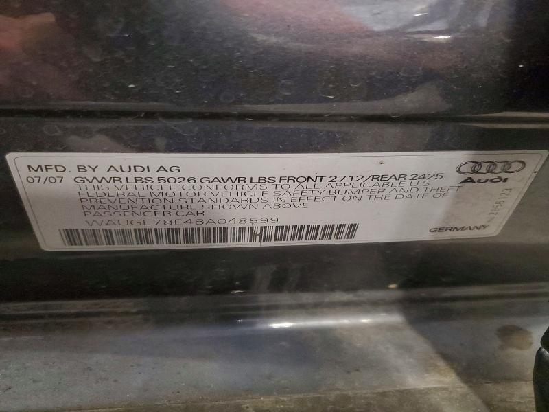 Продажа на аукционе авто 2008 Audi S4, vin: WAUGL78E48A048599, номер лота: 50953726