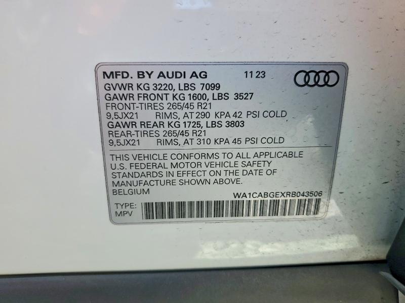 Продаж на аукціоні авто 2024 Audi Q8 E-tron, vin: WA1CABGEXRB043506, номер лоту: 48506566