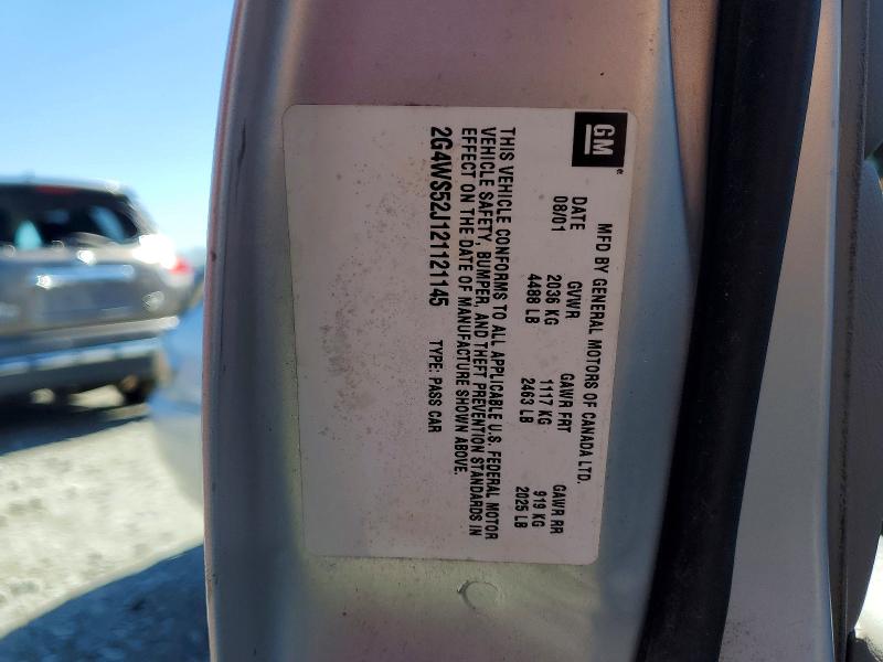 2002 Buick Century მანქანა იყიდება აუქციონზე, vin: 2G4WS52J121121145, აუქციონის ნომერი: 49279266