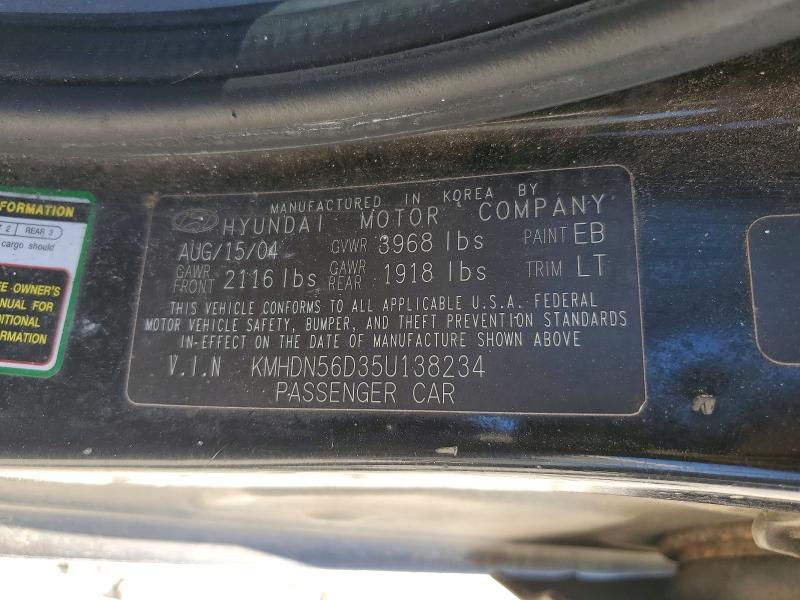 49489496 :رقم المزاد ، KMHDN56D35U138234 vin ، 2005 Hyundai Elantra مزاد بيع