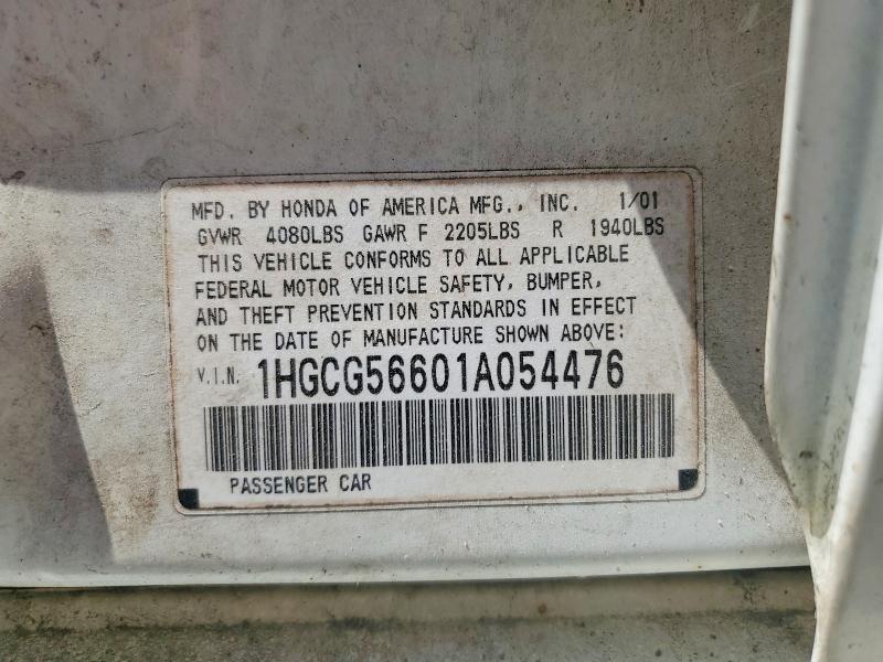 2001 Honda Accord მანქანა იყიდება აუქციონზე, vin: 1HGCG56601A054476, აუქციონის ნომერი: 50321136