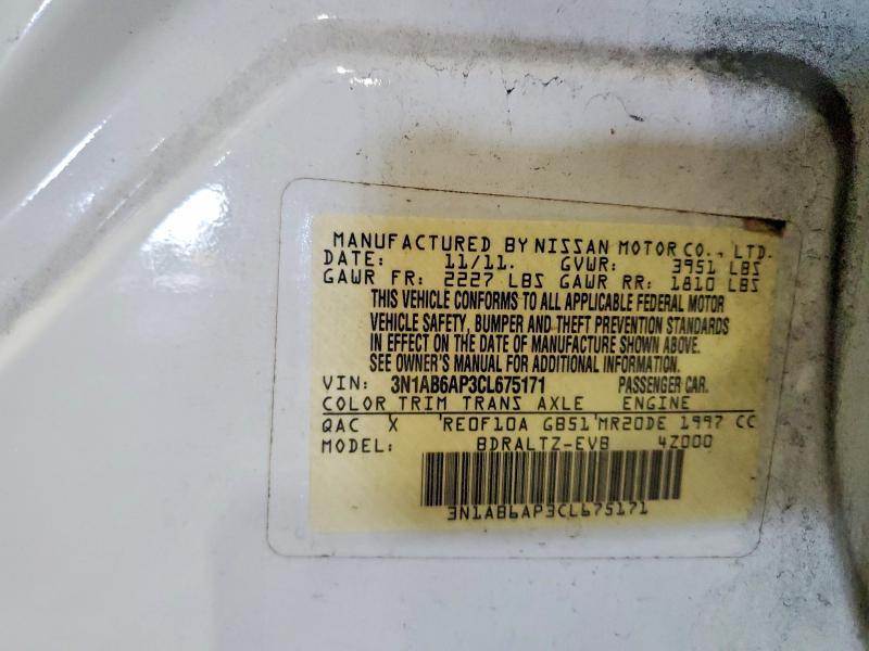 48761946 :رقم المزاد ، 3N1AB6AP3CL675171 vin ، 2012 Nissan Sentra مزاد بيع