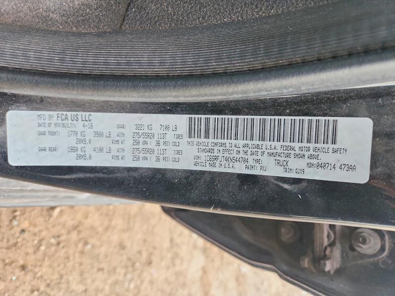 2019 Ram 1500 მანქანა იყიდება აუქციონზე, vin: 1C6SRFJT4KN544704, აუქციონის ნომერი: 51177056