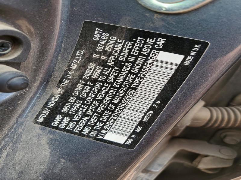 Продаж на аукціоні авто 2017 Honda Civic, vin: SHHFK7H21HU228250, номер лоту: 48804586