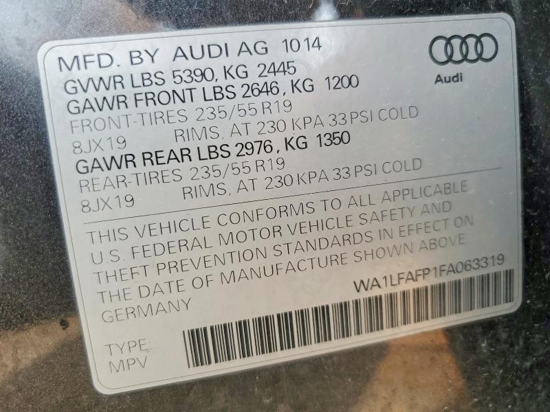 Aukcja sprzedaży 2015 Audi Q5, vin: WA1LFAFP1FA063319, numer aukcji: 49592456