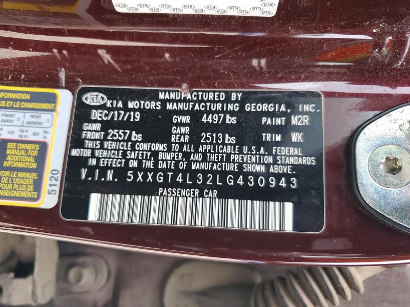 Продаж на аукціоні авто 2020 Kia Optima, vin: 5XXGT4L32LG430943, номер лоту: 51093816