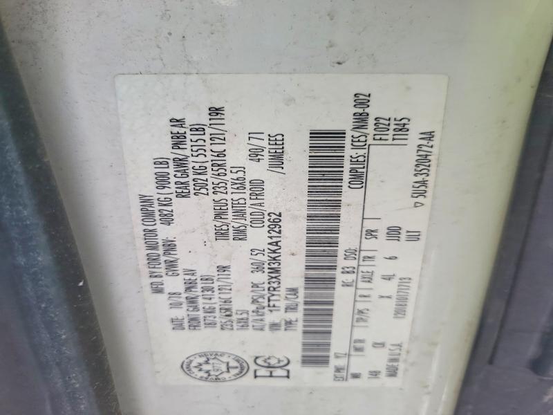 47562226 :رقم المزاد ، 1FTYR3XM3KKA12962 vin ، 2019 Ford Transit مزاد بيع