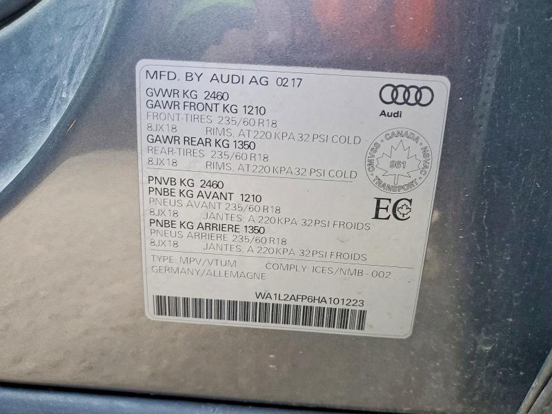 Aukcja sprzedaży 2017 Audi Q5, vin: WA1L2AFP6HA101223, numer aukcji: 49297966