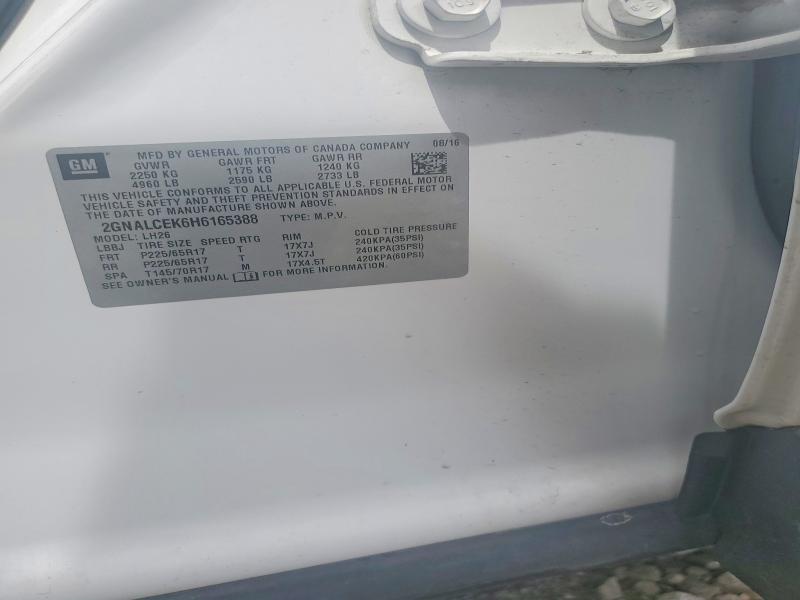 Auction sale of the 2017 Chevrolet Equinox, vin: 2GNALCEK6H6165388, lot number: 51340306