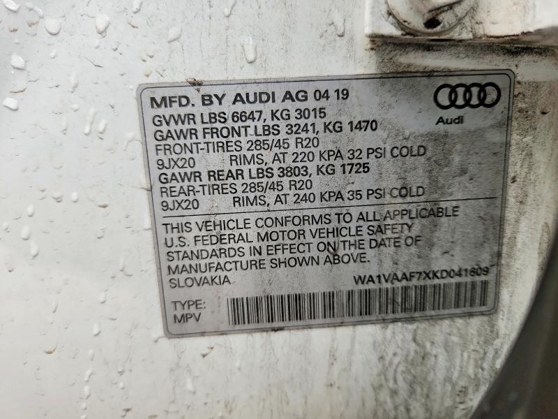 Aukcja sprzedaży 2019 Audi Q7, vin: WA1VAAF7XKD041609, numer aukcji: 47589086