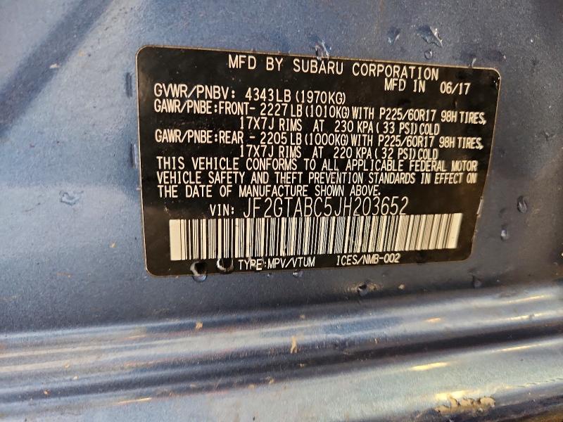 51259226 :رقم المزاد ، JF2GTABC5JH203652 vin ، 2018 Subaru Crosstrek مزاد بيع