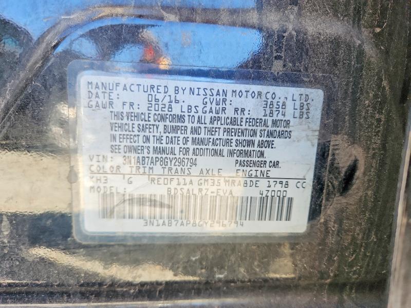 Aukcja sprzedaży 2016 Nissan Sentra, vin: 3N1AB7AP8GY296794, numer aukcji: 49027826