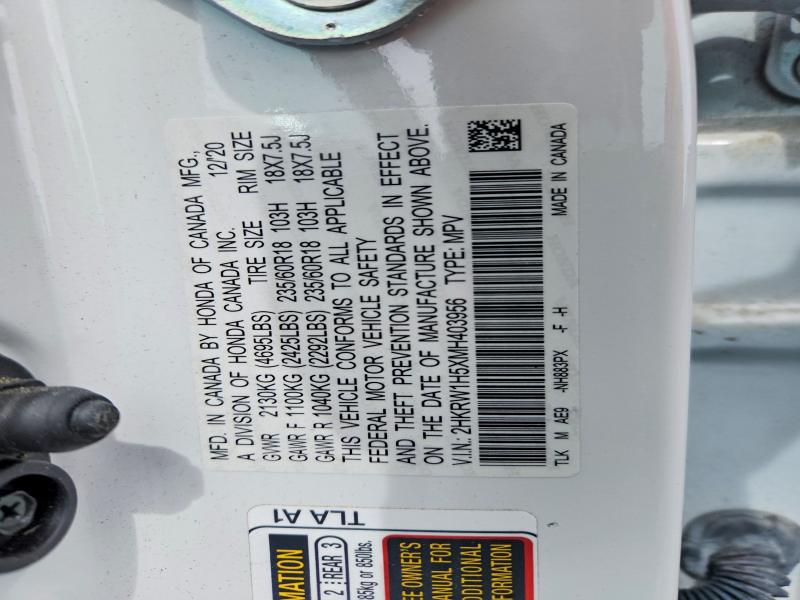 Продаж на аукціоні авто 2021 Honda Cr-v, vin: 2HKRW1H5XMH403956, номер лоту: 51636006