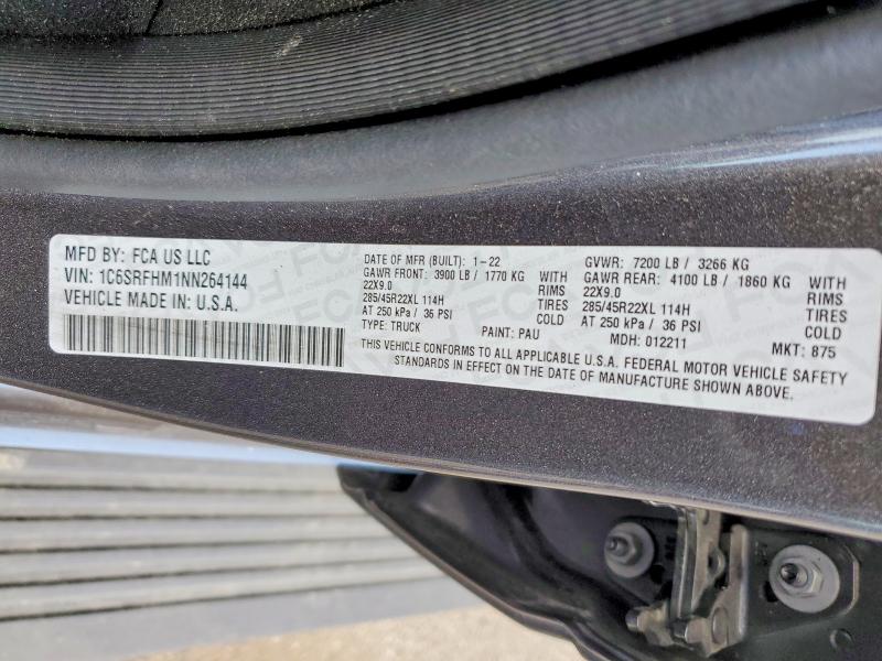 Продаж на аукціоні авто 2022 Ram 1500, vin: 1C6SRFHM1NN264144, номер лоту: 50236596