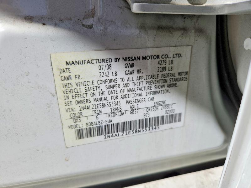 Продажа на аукционе авто 2008 Nissan Altima, vin: 1N4AL21E58N553345, номер лота: 51179706