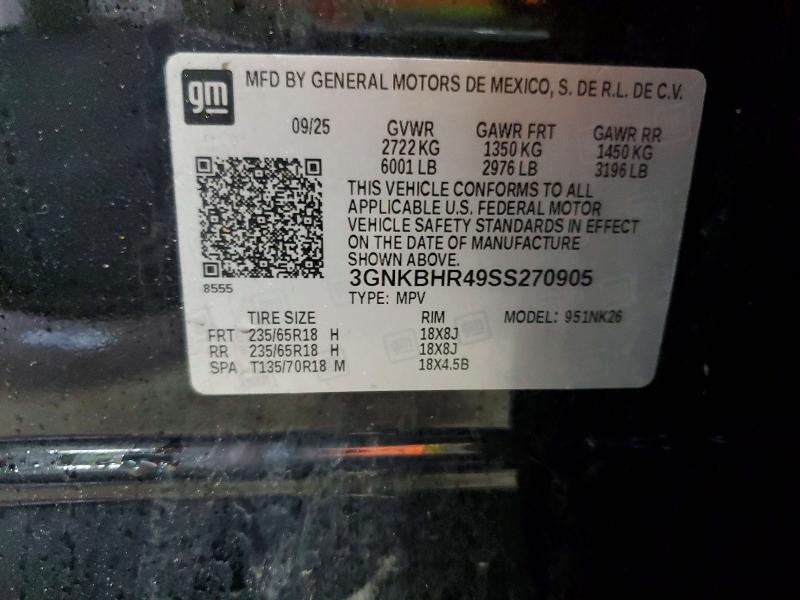 47939916 :رقم المزاد ، 3GNKBHR49SS270905 vin ، 2025 Chevrolet Blazer مزاد بيع