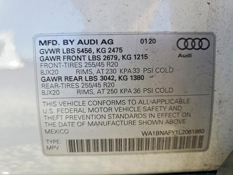 Aukcja sprzedaży 2020 Audi Q5, vin: WA1BNAFY1L2061860, numer aukcji: 50508316