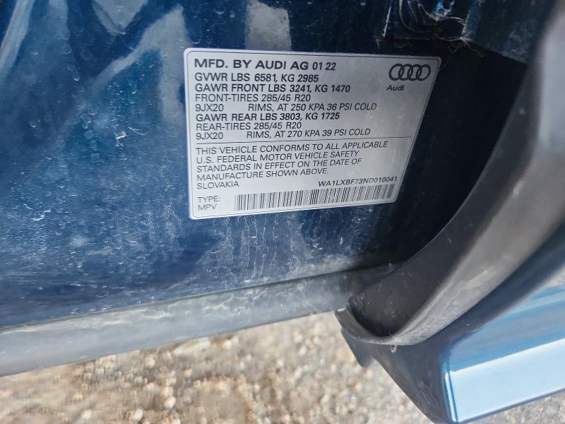 Продаж на аукціоні авто 2022 Audi Q7, vin: WA1LXBF73ND010041, номер лоту: 50829116