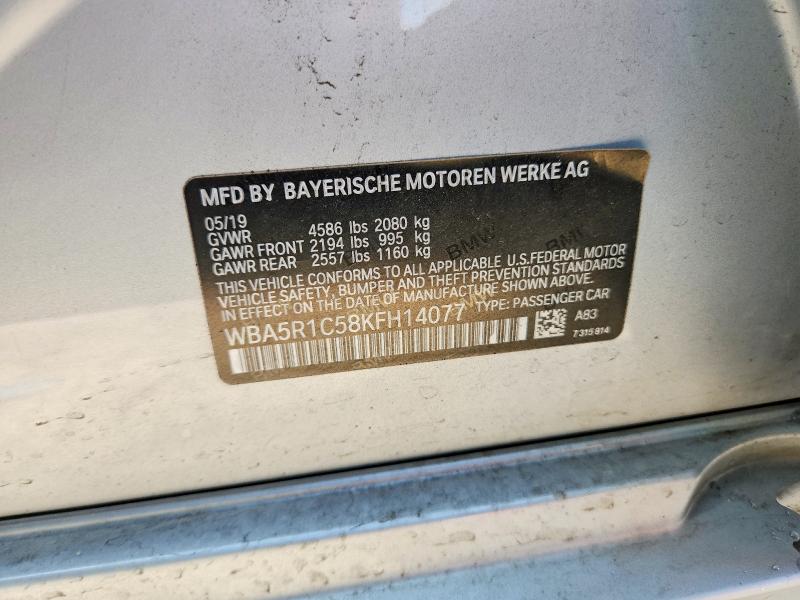 49343806 :رقم المزاد ، WBA5R1C58KFH14077 vin ، 2019 Bmw 330i مزاد بيع