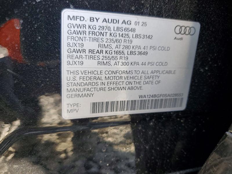 47879026 :رقم المزاد ، WA124BGF0SA028553 vin ، 2025 Audi Q6 E-tron مزاد بيع