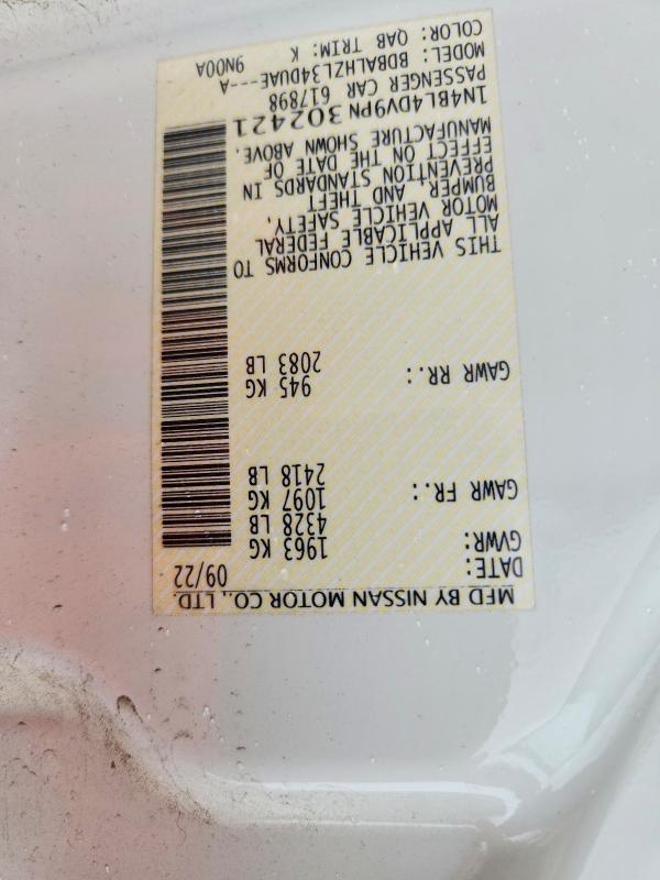 Продаж на аукціоні авто 2023 Nissan Altima, vin: 1N4BL4DV9PN302421, номер лоту: 46737816