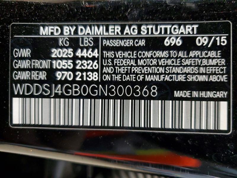 2016 Mercedes Benz Cla მანქანა იყიდება აუქციონზე, vin: WDDSJ4GB0GN300368, აუქციონის ნომერი: 51059146