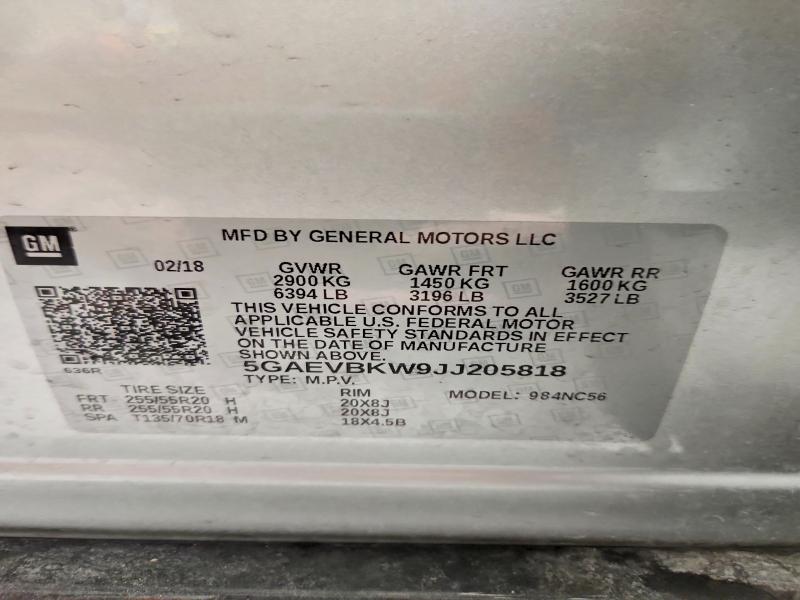 Aukcja sprzedaży 2018 Buick Enclave, vin: 5GAEVBKW9JJ205818, numer aukcji: 48410776