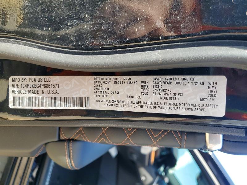 50498166 :رقم المزاد ، 1C4RJKEG4P8861571 vin ، 2023 Jeep Grand Cherokee مزاد بيع