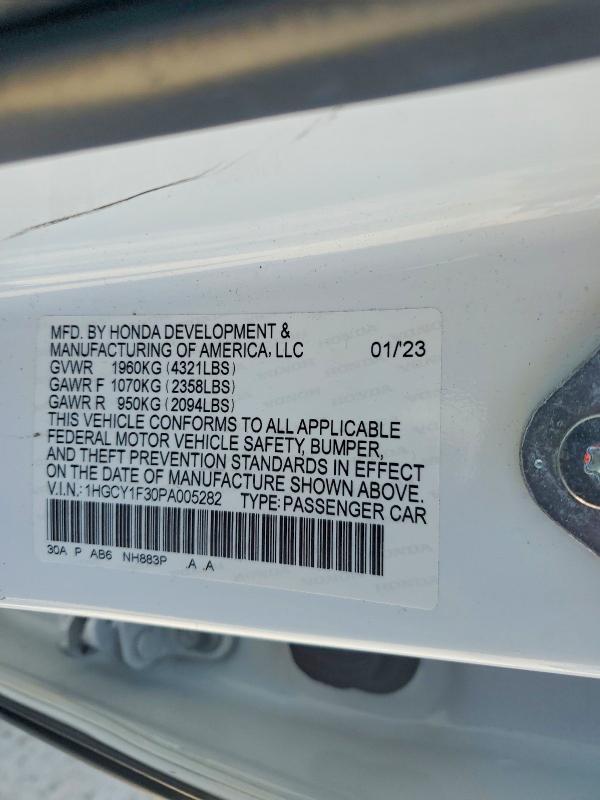 Продаж на аукціоні авто 2023 Honda Accord, vin: 1HGCY1F30PA005282, номер лоту: 50235346