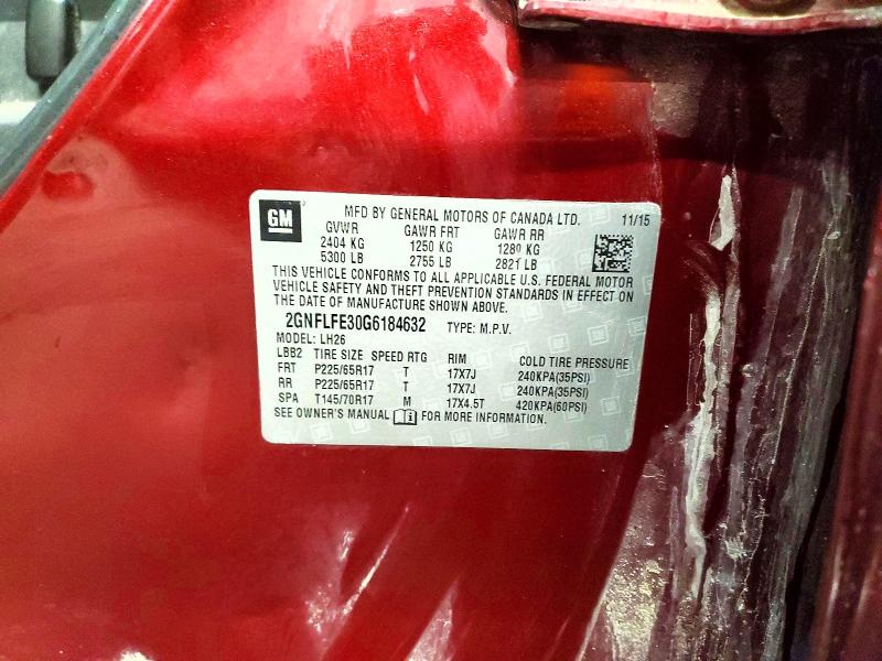 2016 Chevrolet Equinox მანქანა იყიდება აუქციონზე, vin: 2GNFLFE30G6184632, აუქციონის ნომერი: 49976256